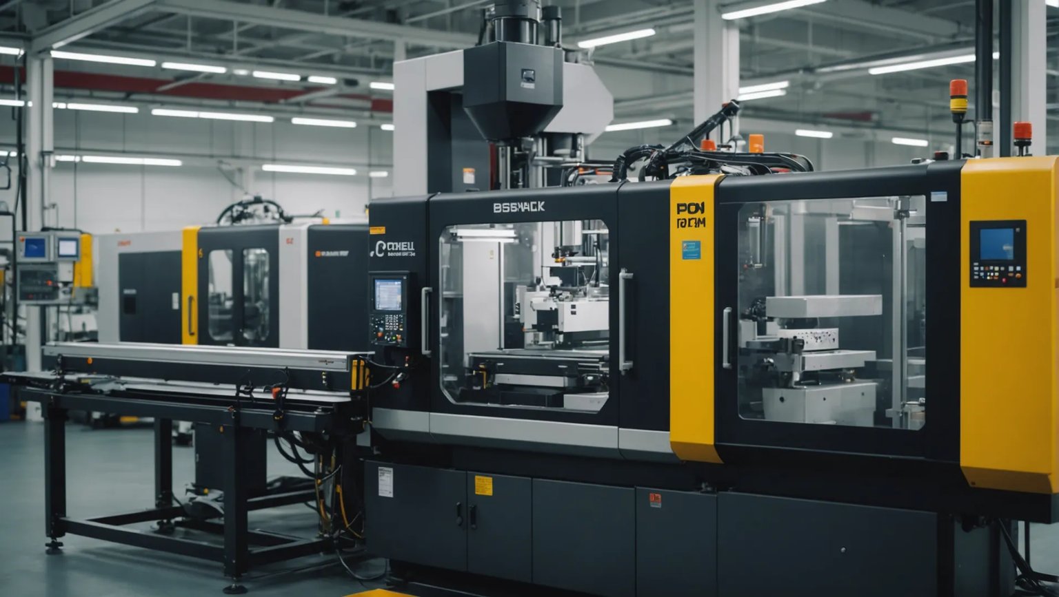 Injection molding machine producing POM plastic parts