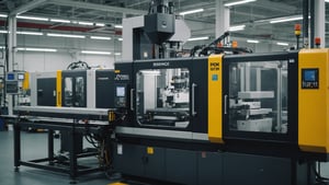 Injection molding machine producing POM plastic parts