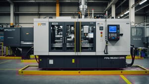 Injection molding machine with PP and ABS resin