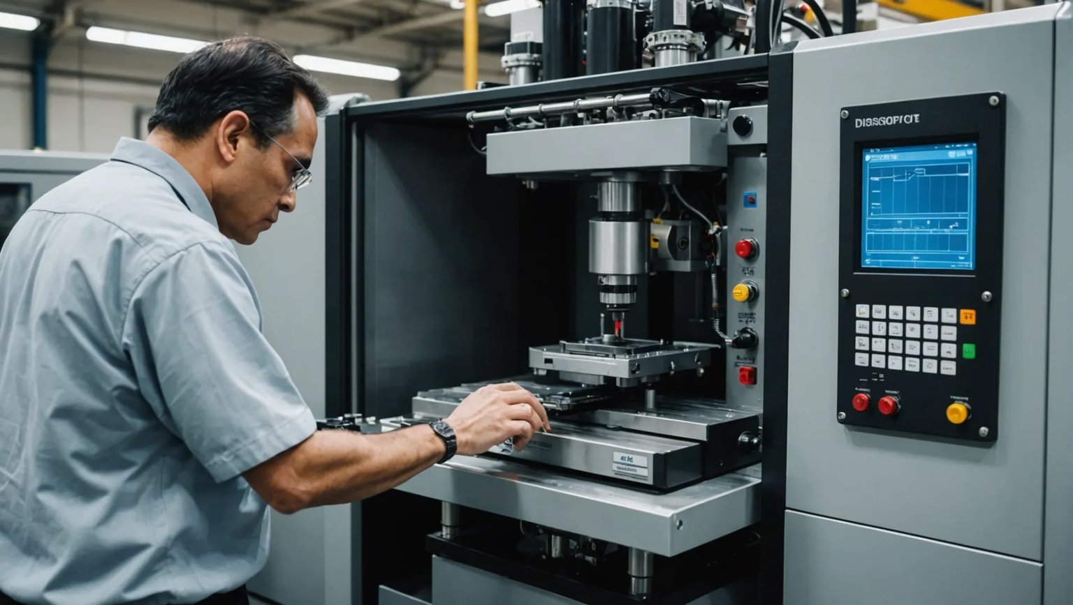 PVC injection molding machine in operation