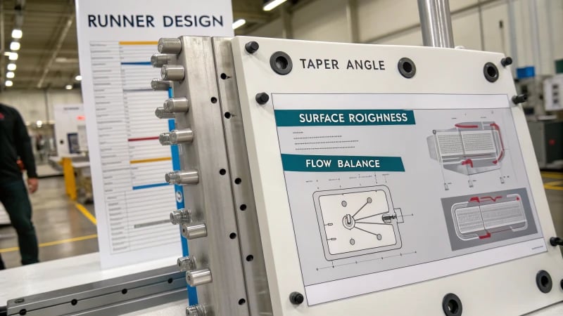 Technical diagram of runner design best practices in injection molding