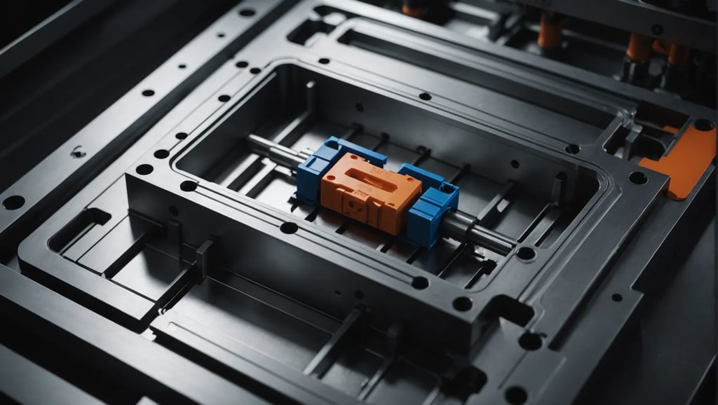 Diagram of optimized runner layout in injection mold