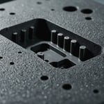 Close-up of an injection molded part with visible shrinkage defects