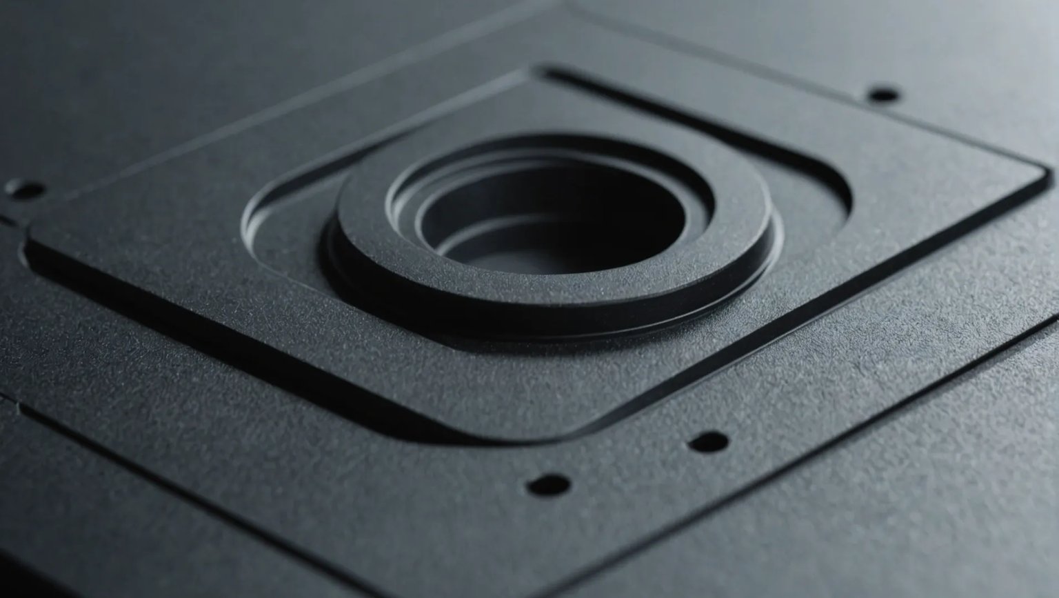 Close-up of a plastic part with a smooth surface produced by injection molding.