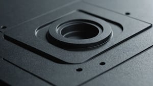 Close-up of a plastic part with a smooth surface produced by injection molding.