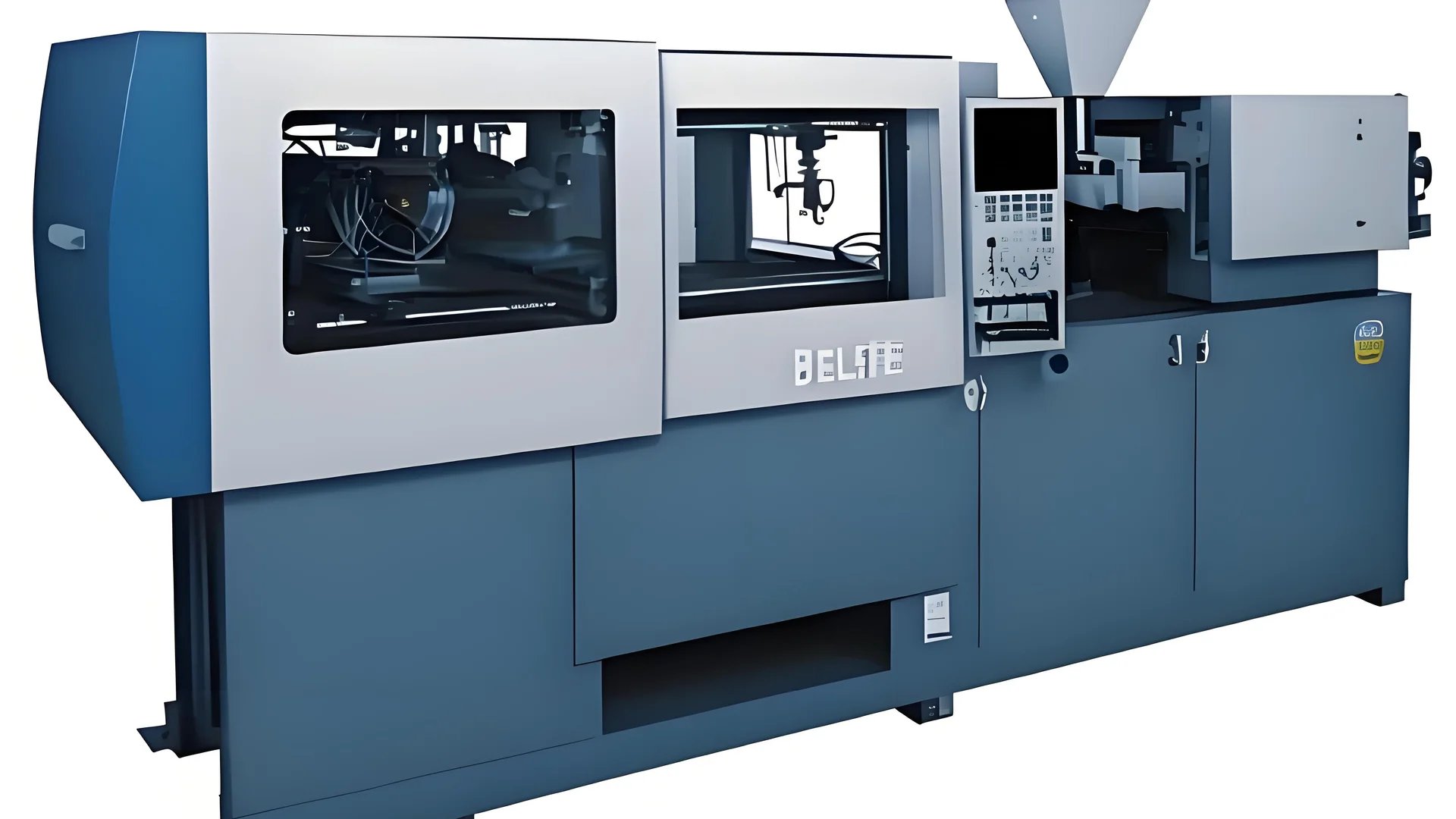 Ultra-Thin Injection Molding Process Close-up of ultra-thin injection molding machine creating intricate plastic parts.