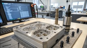 Close-up of a detailed mold on a workbench