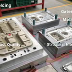 Technical diagram showing gate placements in injection molding