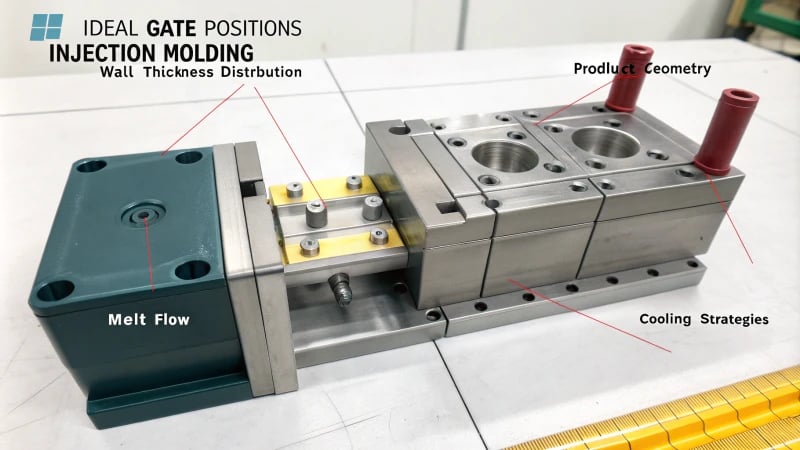 Detailed technical diagram of injection molding gate positions