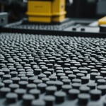 Close-up of thermosetting plastic pellets and an injection molding machine