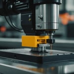 Close-up of ultra-thin injection molding machine creating intricate plastic parts.