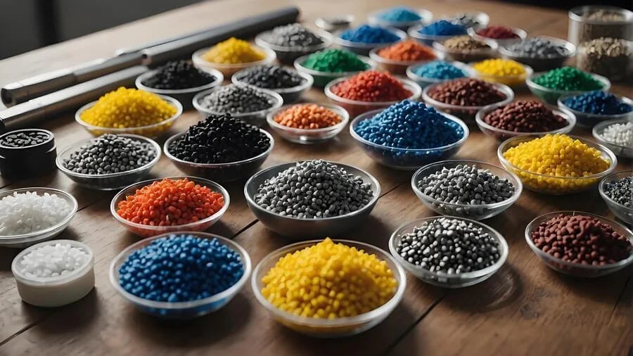 Colorful beads organized in bowls on a wooden surface