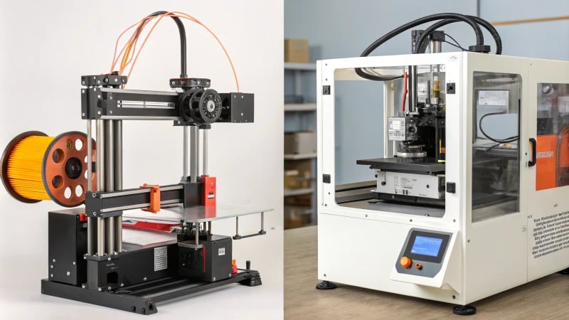 Illustration comparing 3D printing and injection molding