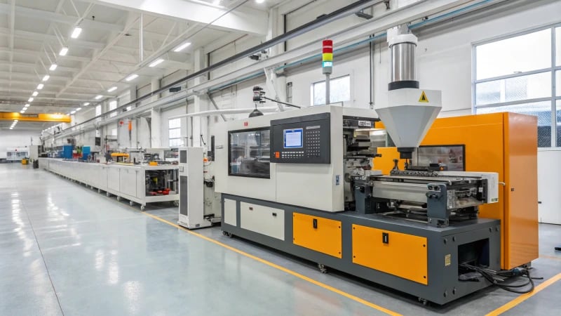 A state-of-the-art injection molding machine in operation