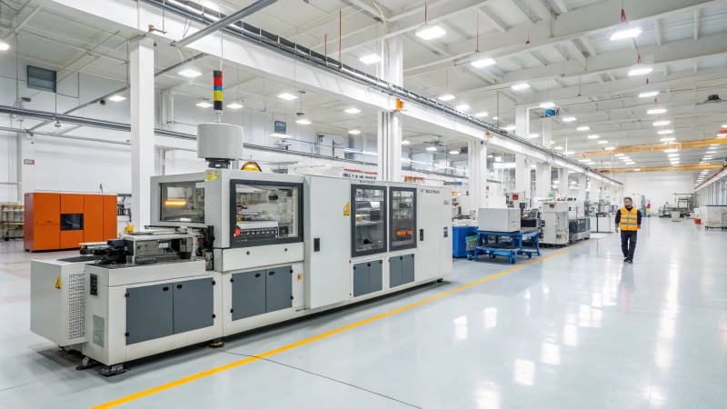 Advanced injection molding machine in a clean factory