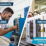 Infographic comparing blow molding and injection molding processes