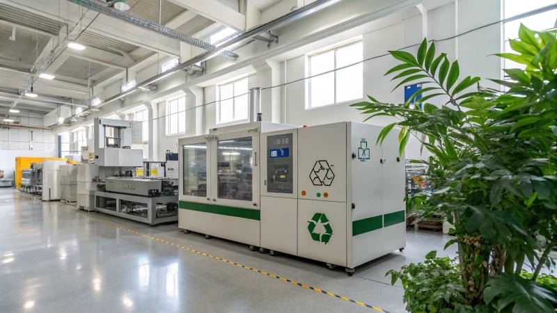 Modern injection molding machine in a clean facility