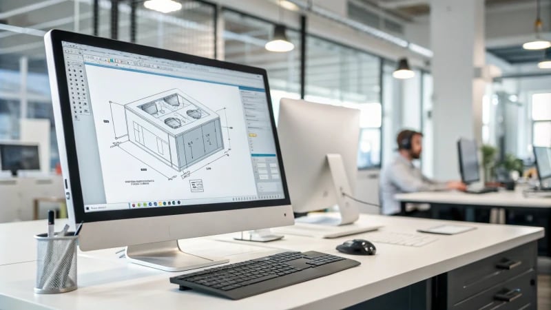 CAD design on a computer screen