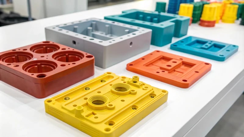 Colorful Plastic Components Close-up of colorful plastic components on white surface