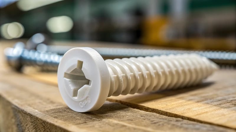 Close-up of a precision-engineered screw boss made of high-quality plastic.