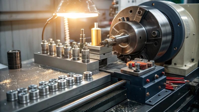 CNC threading machine in a manufacturing workshop