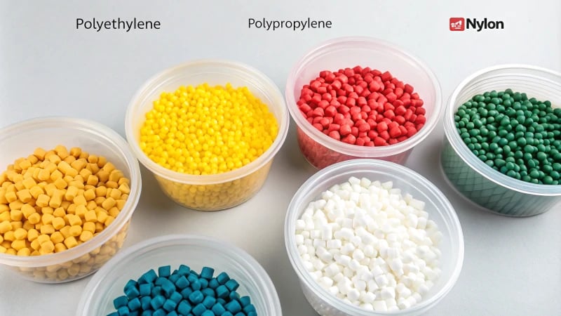Colorful plastic pellets on a neutral background