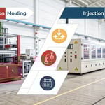 Infographic comparing compression molding and injection molding processes
