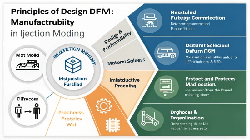 Diagram illustrating Design for Manufacturability principles in injection molding