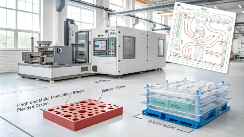 Illustration comparing direct and indirect cooling methods in injection molding