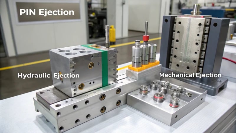 Ejection Systems in Mold Manufacturing Technical illustration of ejection systems in mold manufacturing