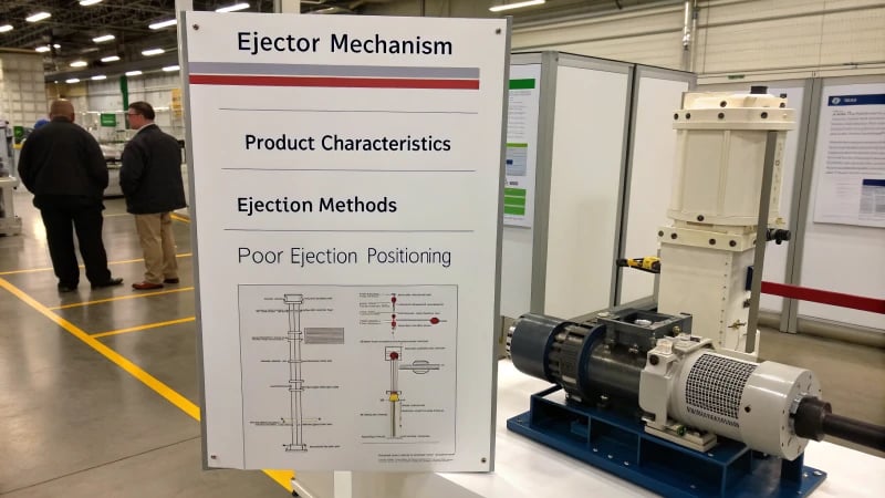 Technical diagram of an ejector mechanism highlighting design mistakes