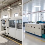 Extrusion and injection molding machines in a manufacturing facility
