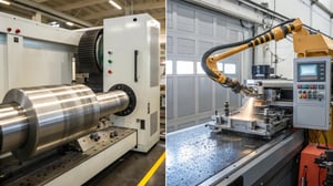 A comparison of extrusion and injection molding machines in a manufacturing facility.