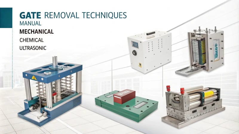 Diagram of gate removal techniques in injection molding