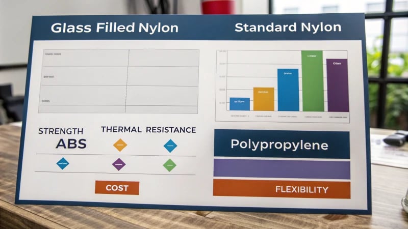 Comparison chart of glass-filled nylon and other materials