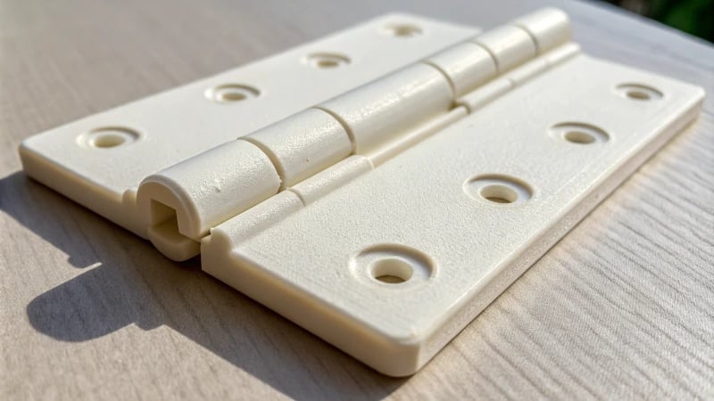 Close-up of a flexible HDPE living hinge