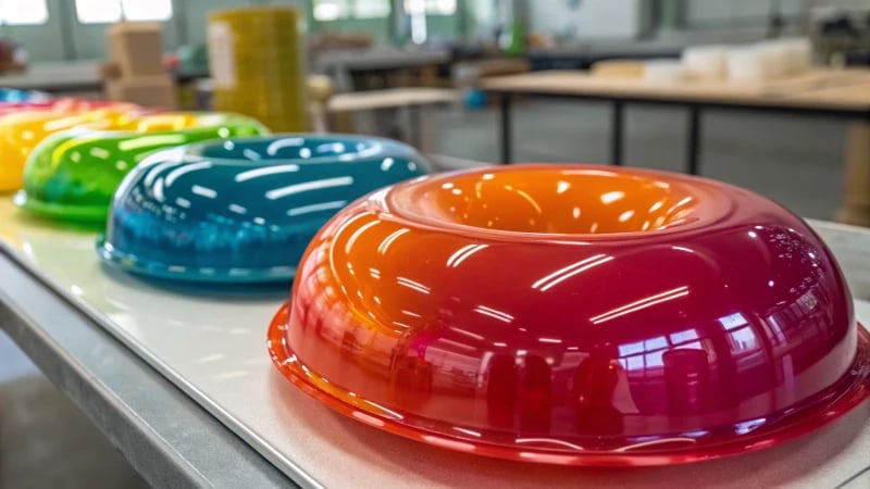 Close-up of a shiny, high-gloss plastic product