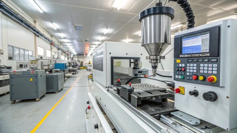 High-precision injection molding machine in a manufacturing facility