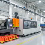 Automated injection molding machine in a modern factory