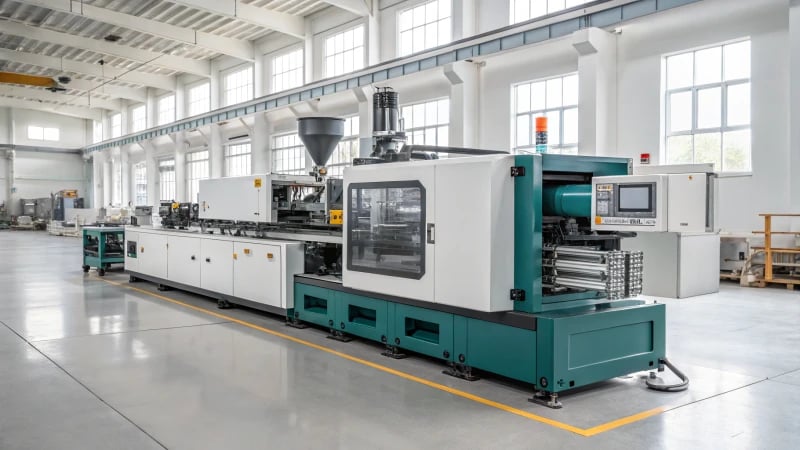 High-tech injection molding machine in a clean factory