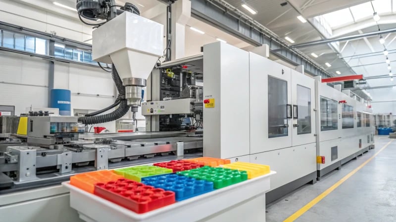 A high-tech injection molding machine in action