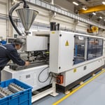 High-tech injection molding machine in a factory