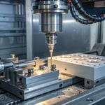 A close-up of an industrial injection molding machine in operation, focusing on the nozzle and mold area.