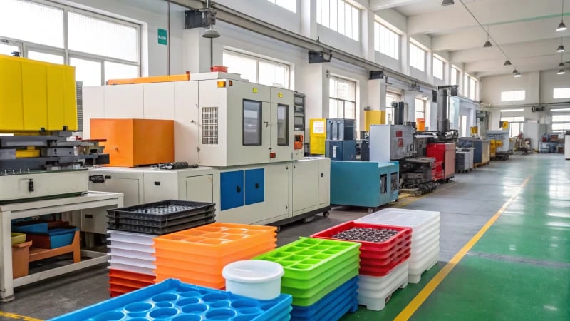 Manufacturing Processes Showcase Extrusion and injection molding machines in a manufacturing facility
