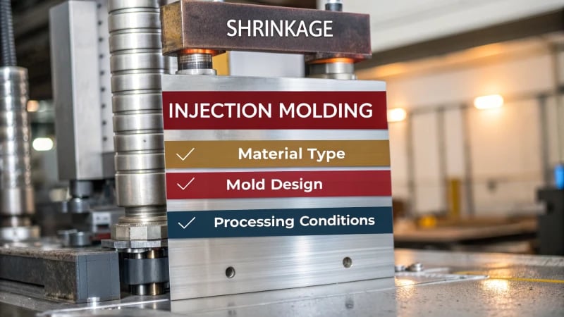 Infographic on factors affecting shrinkage in injection molding