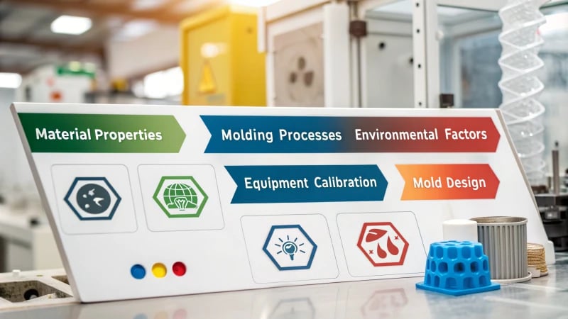 Infographic on factors influencing molding temperatures in plastic production