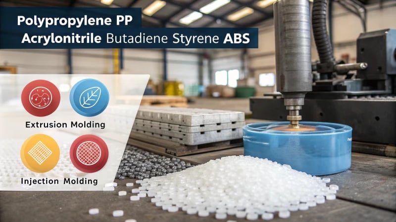 Infographic comparing Polypropylene and Acrylonitrile Butadiene Styrene materials