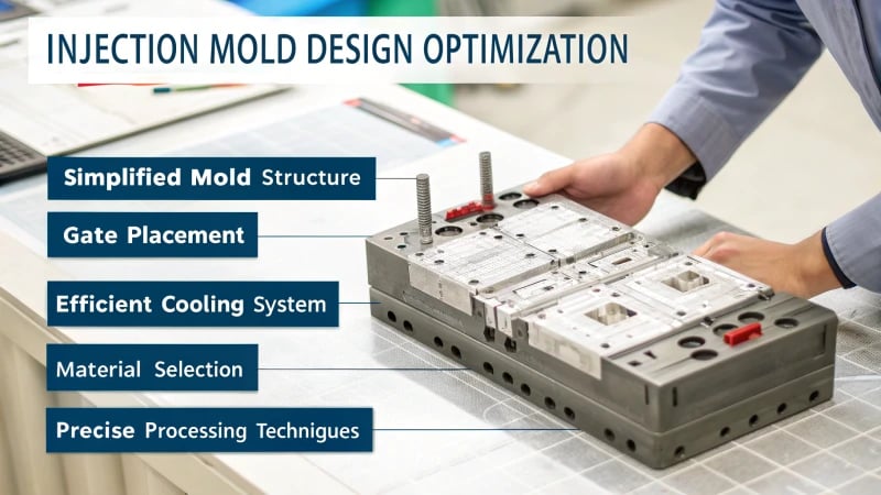 Technical diagram illustrating injection mold design optimization principles