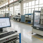 A professional workshop for injection mold making with tools and equipment.