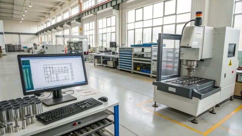 Injection Mold Workshop A professional workshop for injection mold making with tools and equipment.